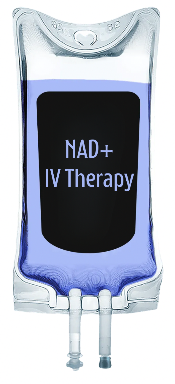 IV therapy bottle labeled NAD+.